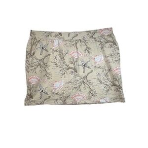 Quacker Factory‎ Women's Skort 3X Beach Print Starfish Seashells Elastic Waist